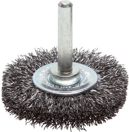 Brosse ronde 70x14 mm Arbre de 6 mm Fil d'acier 0.3 mm Ondulé