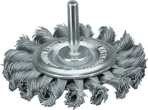 Brosse ronde 75x12 mm Arbre de 6 mm Fil d'acier 0.5 mm 18xTressé