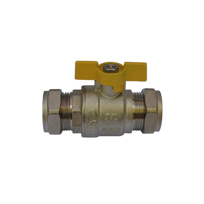 160A - 2-Way Ball Valve Full Bore 15mm Compression Ends - Gas