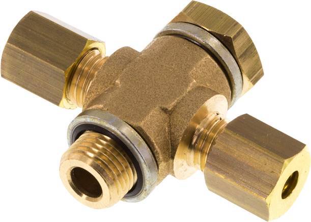 4mm & G1/8'' Brass T-stuk Knelfitting Buitendraad 150bar Verzinkt staal, met NBR inzet DIN EN 1254-2