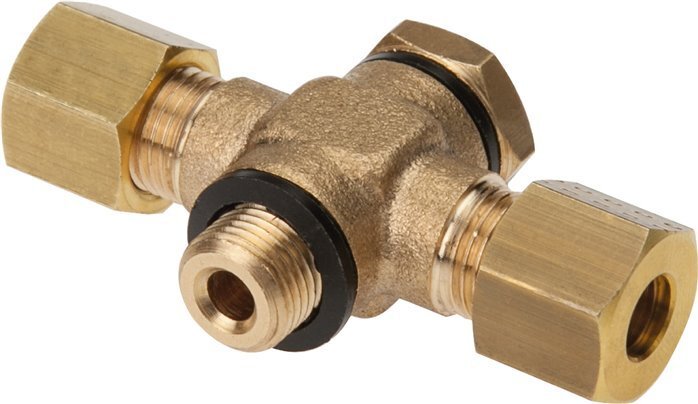 8mm & G1/4'' Brass T-Shape Tee Compression Fitting with Male Threads 135 bar Zinc plated Steel, with NBR insert DIN EN 1254-2