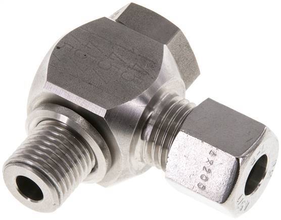 Racor giratorio de acero inoxidable 8L y G1/4'' con rosca macho 315 bar giratorio ISO 8434-1