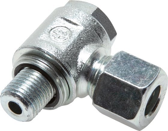 6L & M10x1 Zink plated Steel Swivel Joint Cutting Fitting with Male Threads 315 bar NBRO-ring Rotatable ISO 8434-1