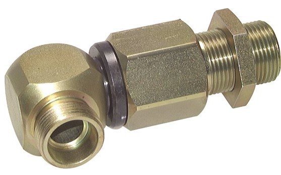 16S Zink plated Steel Elbow Ball-Guided Swivel Joint Cutting Fitting Bulkhead DN 12350 bar NBR ISO 8434-1