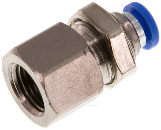 4mm x G1/8'' Push-in Fitting with Female Threads Brass/PA 66 NBR Bulkhead