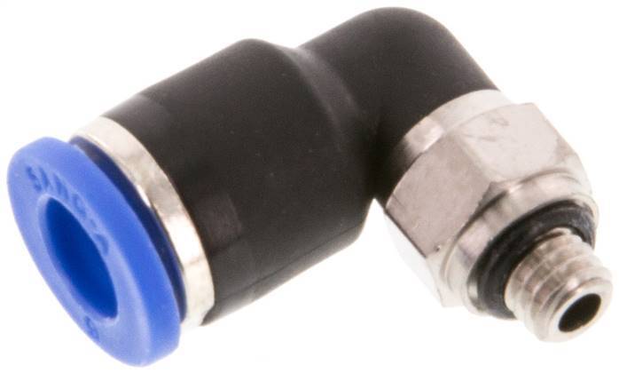 Racor de 6mm x M 5 90deg con rosca macho Latón/PA 66 NBR Manguito corto giratorio