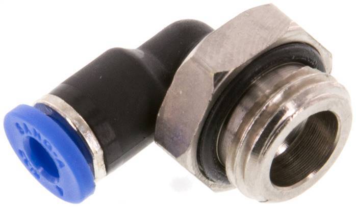 Racor de 4mm x G1/4'' 90deg con rosca macho Latón/PA 66 NBR de manguito corto giratorio