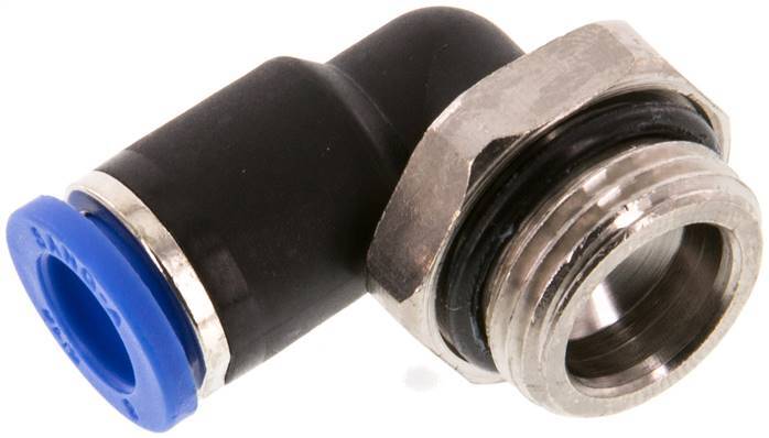 Racor de 8mm x G3/8'' 90deg con rosca macho Latón/PA 66 NBR de manguito corto giratorio