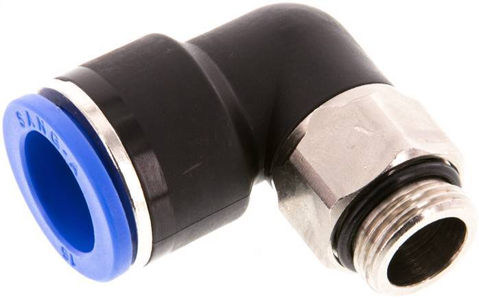 raccord enfichable coudé 90deg 16mm x G3/8'' avec filetage mâle Laiton/PA 66 NBR Manchon court rotatif