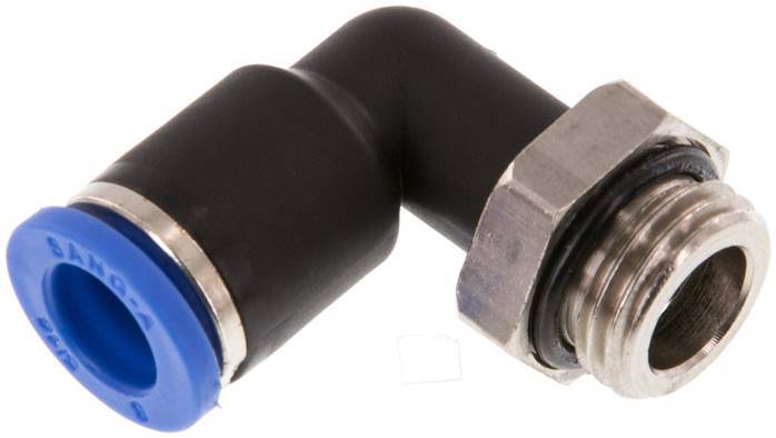 raccord enfichable coudé 90deg 8mm x G1/4'' avec filetage mâle Laiton/PA 66 NBR rotatif
