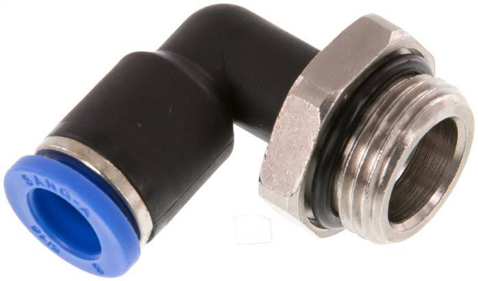 raccord enfichable coudé 90deg 8mm x G3/8'' avec filetage mâle Laiton/PA 66 NBR rotatif