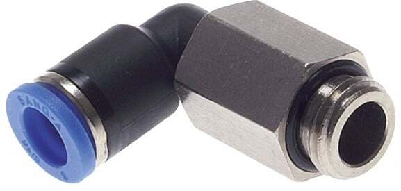 Racor rápido de 3mm x M 3 90deg con rosca macho Latón/PA 66 NBR Manguito largo giratorio
