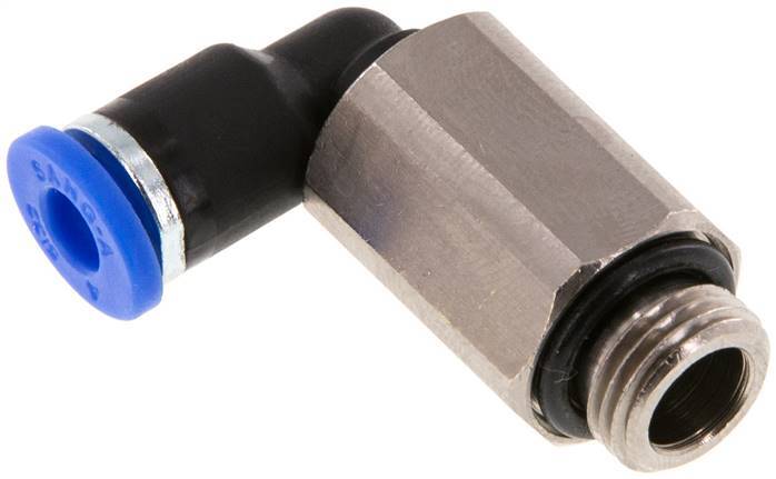 Racor de 4mm x G1/8'' 90deg con rosca macho Latón/PA 66 NBR Manguito largo giratorio