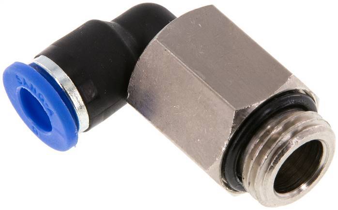 Racor de 6mm x G1/4'' 90deg con rosca macho Latón/PA 66 NBR Manguito largo giratorio