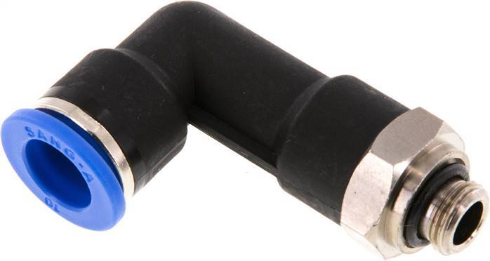 Raccord enfichable coudé 90deg 10mm x G1/8'' avec filetage mâle Laiton/PA 66 NBR Corps long orientable