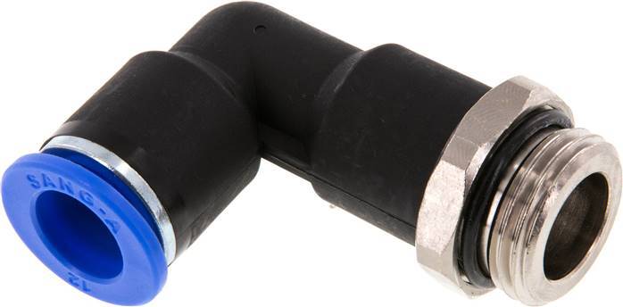 Racor de 12mm x G1/2'' 90deg con rosca macho Latón/PA 66 NBR Cuerpo Largo Giratorio