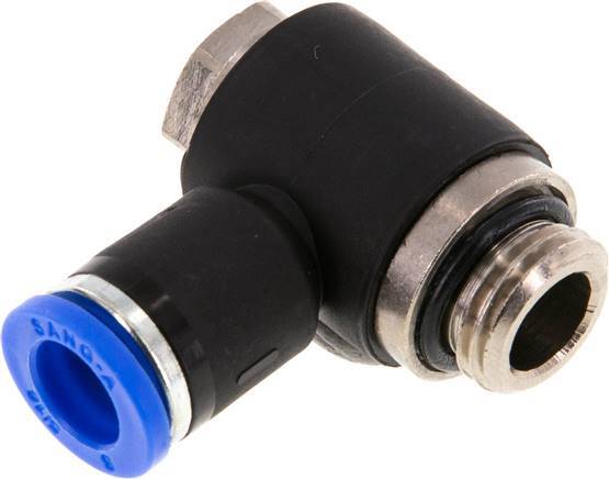 raccord enfichable coudé en L 8mm x G1/4'' 90deg avec filetage mâle laiton/PA 66 NBR rotatif