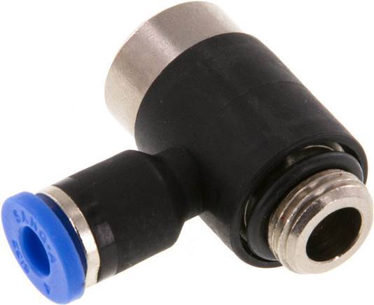 Raccord enfichable coudé 90° en L 4mm x G1/8'' avec filetage mâle Laiton/PA 66 NBR Hexagone intérieur orientable