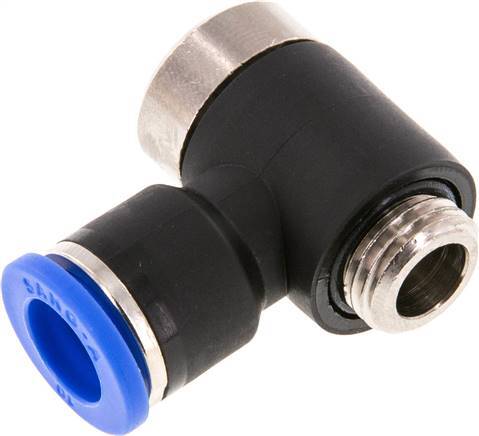 Raccord enfichable coudé en L 10mm x G1/4'' 90deg avec filetage mâle Laiton/PA 66 NBR Hexagone intérieur orientable