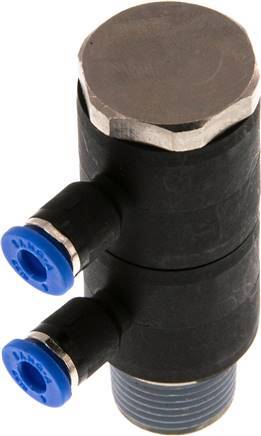 Raccord enfichable à 2 voies pour collecteur 4mm x R3/8'' avec filetage mâle Laiton/PA 66 NBR rotatif