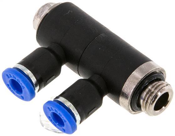 Racor rápido de 2 vías de 4 mm x G1/8'' con rosca macho Latón/PA 66 NBR Giratorio