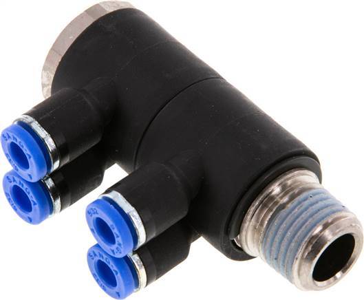 Racor rápido de 4 mm x R1/4'' con rosca macho Latón/PA 66 NBR giratorio