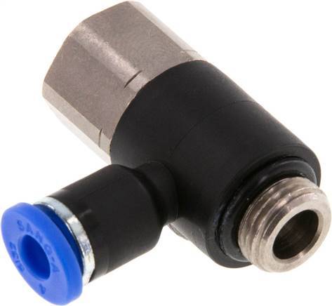 raccord enfichable coudé 4mm x G1/8'' avec filetage mâle-femelle Laiton/PA 66 NBR