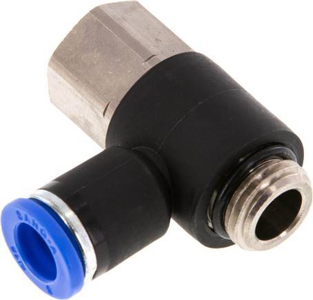 raccord enfichable coudé 8mm x G1/4'' avec filetage mâle-femelle Laiton/PA 66 NBR