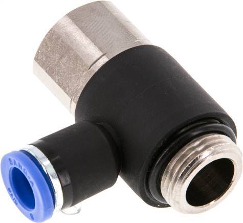 raccord enfichable coudé 8mm x G3/8'' avec filetage mâle-femelle Laiton/PA 66 NBR
