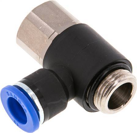 raccord enfichable coudé 10mm x G3/8'' avec filetage mâle-femelle Laiton/PA 66 NBR