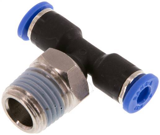 4mm x R1/4'' Inline-T-Stück Steckverschraubung mit Außengewinde Messing/PA 66 NBR drehbar