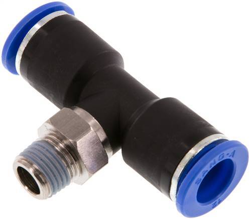 12mm x R1/4'' Inline Tee Push-in Fitting with Male Threads Brass/PA 66 NBR Rotatable