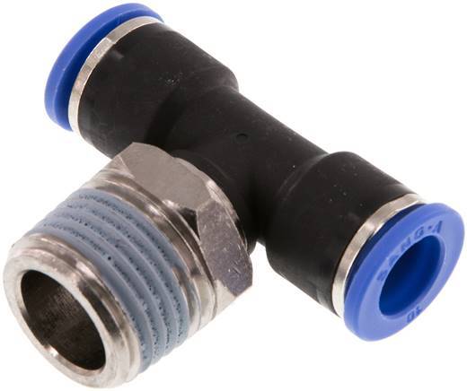 10mm x R1/2'' Inline-T-Stück Steckverschraubung mit Außengewinde Messing/PA 66 NBR drehbar