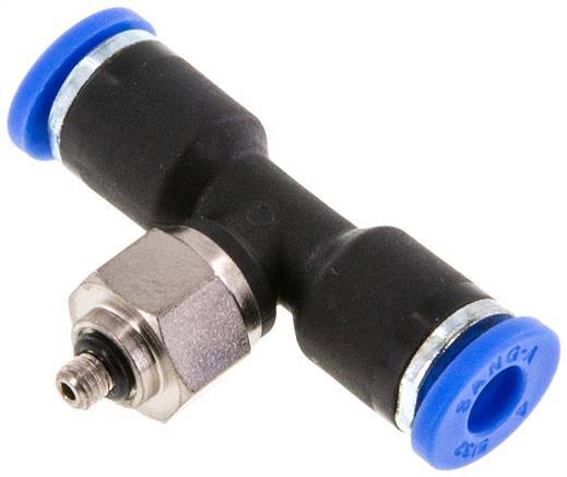 4mm x M 3 Inline Tee Push-in Fitting with Male Threads Steel/PA 66 NBR Rotatable