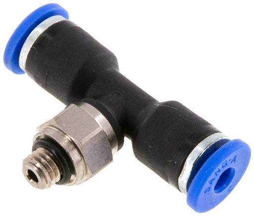 3mm x M 5 Inline-T-Stück Steckverschraubung mit Außengewinde Messing/PA 66 NBR drehbar