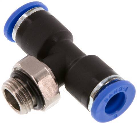 6mm x G1/8'' Inline-T-Stück Steckverschraubung mit Außengewinde Messing/PA 66 NBR drehbar