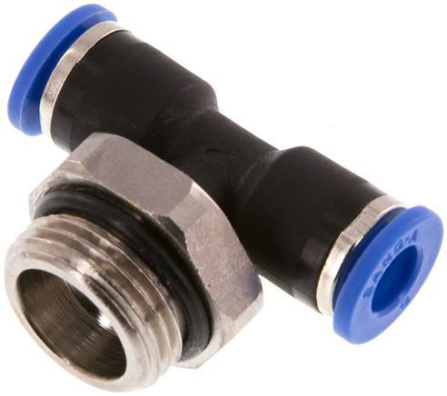 6mm x G3/8'' Inline-T-Stück Steckverschraubung mit Außengewinde Messing/PA 66 NBR drehbar