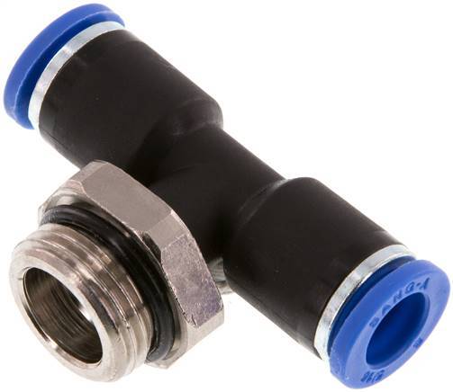 8mm x G3/8'' Inline-T-Stück Steckverschraubung mit Außengewinde Messing/PA 66 NBR drehbar