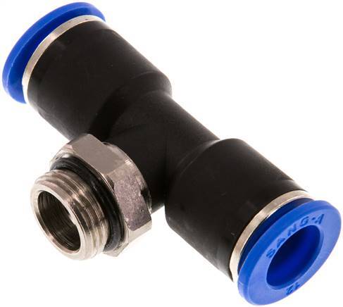 12mm x G3/8'' Inline-T-Stück Steckverschraubung mit Außengewinde Messing/PA 66 NBR drehbar