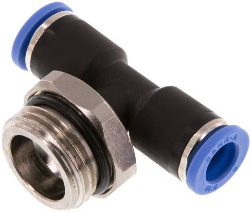 8mm x G1/2'' Inline-T-Stück Steckverschraubung mit Außengewinde Messing/PA 66 NBR drehbar