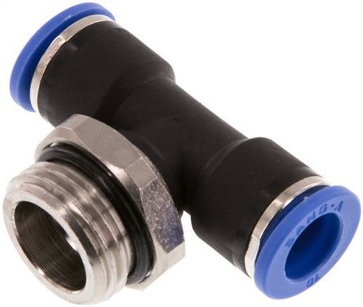 10mm x G1/2'' Inline-T-Stück Steckverschraubung mit Außengewinde Messing/PA 66 NBR drehbar