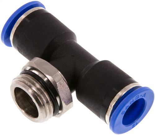 12mm x G1/2'' Inline-T-Stück Steckverschraubung mit Außengewinde Messing/PA 66 NBR drehbar