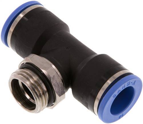 14mm x G1/2'' Inline T-Stück Steckverschraubung mit Außengewinde Messing/PA 66 NBR drehbar