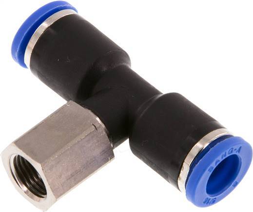 8mm x G1/8'' Inline-T-Stück Steckverschraubung mit Innengewinde Messing/PA 66 NBR drehbar