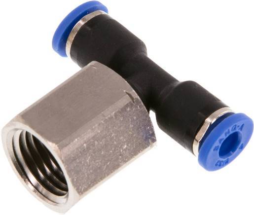 Raccord enfichable en T Inline 4mm x G1/4'' avec filets femelles Laiton/PA 66 NBR Rotatif