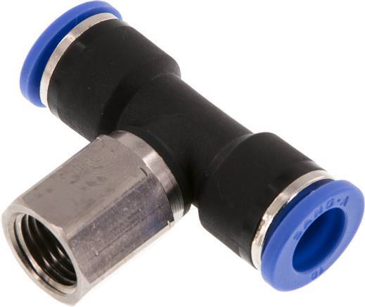 Racor en T de 10mm x G1/4'' con rosca hembra Latón/PA 66 NBR Giratorio