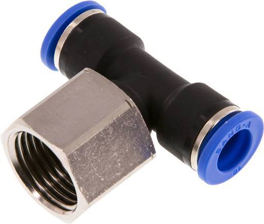 10mm x G1/2'' Inline Tee Push-in Fitting with Female Threads Brass/PA 66 NBR Rotatable