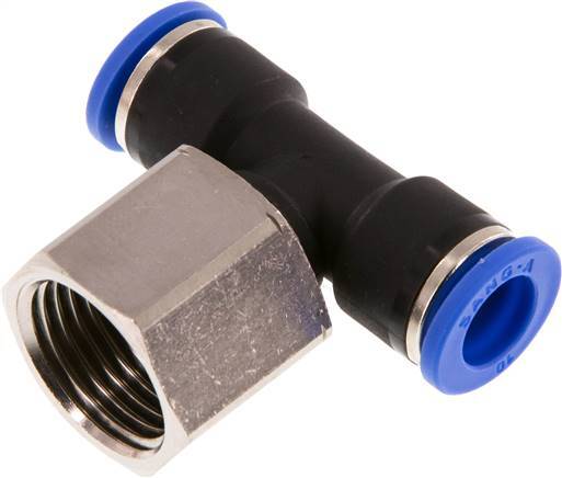 Racor en T de 10mm x G1/2'' con rosca hembra Latón/PA 66 NBR Giratorio