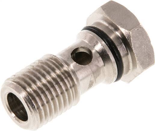 Boulon banjo 1 voie en laiton nickelé avec filetage mâle G1/4'' NBR