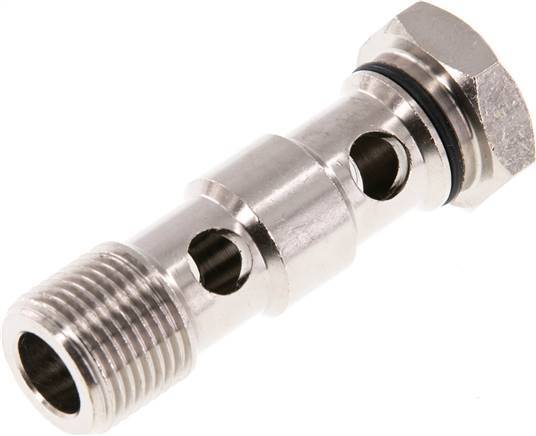 2-way nickel-plated Brass Banjo Bolt with G3/8'' Male Threads NBR